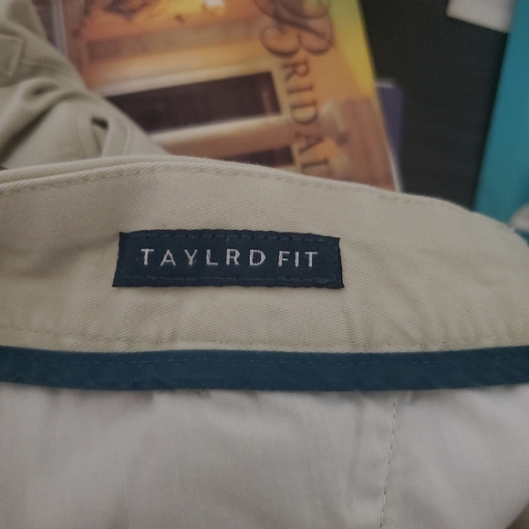Taylrd Fit Casual Pant Cotton Chino Khaki Beige Pants Size 35x30 - Picture 7 of 7